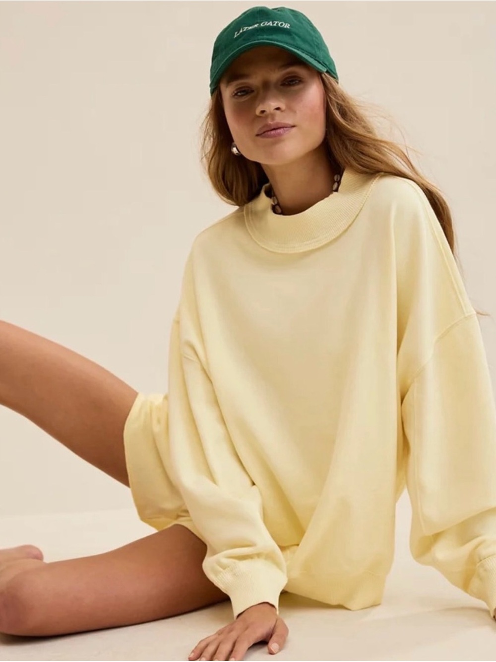 Aerie Alumni Mockneck Oversized Sweatshirt Medium Cozy Yellow Women’s